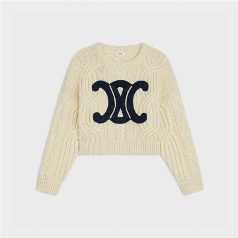 celine crewneck|TRIOMPHE CREW NECK SWEATER IN ARAN WOOL .